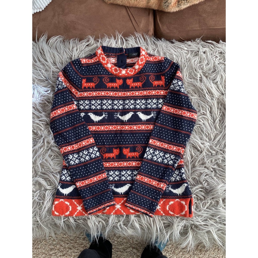 J.Crew Sweater Navy Orange Unique Rare Womens size small - Picture 1 of 6